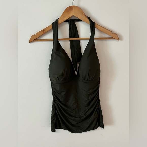 Lauren Ralph Lauren Women's Solid Ruched Halter Tankini Swim Top Size US 4 - Picture 3 of 11